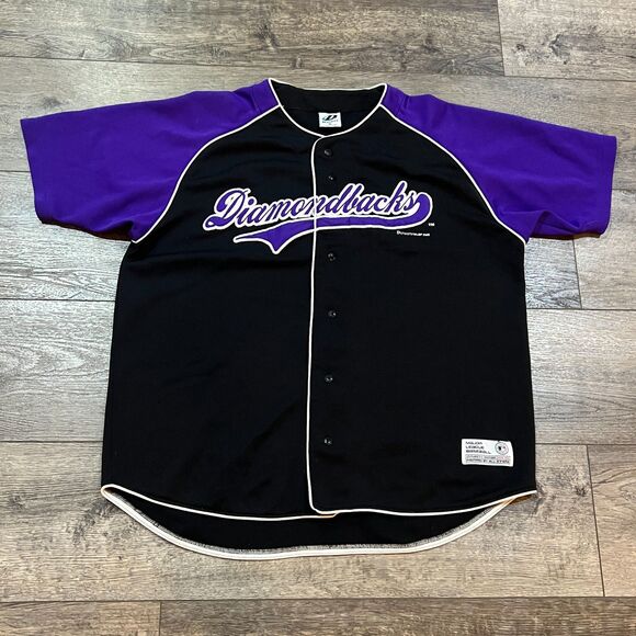 Vintage Y2K 2003 Dynasty Arizona Diamondbacks Baseball Jersey Black Purple - XL - Picture 1 of 8
